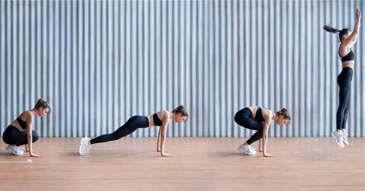 woman doing a burpee exercise