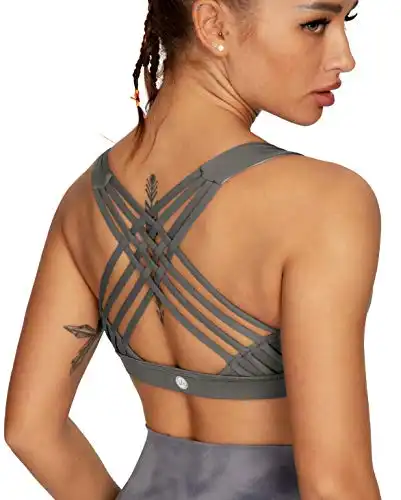 QUEENIEKE Women's Medium Support Strappy Back Energy Sport Bra